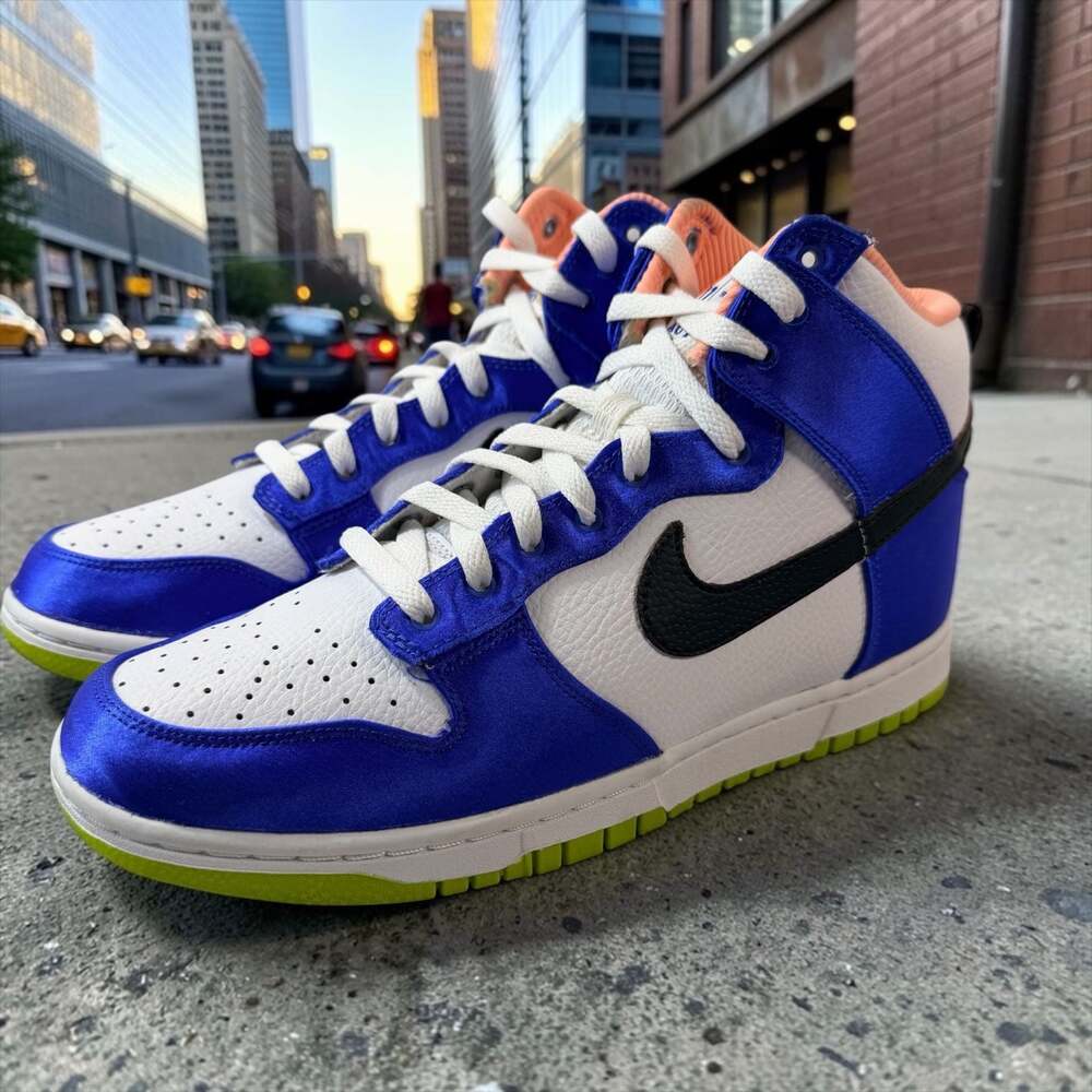 Nike Women's Dunk High 'Blue Satin' Racer Blue/White-Black-Atom Green